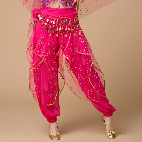 Pantalon De Danse Du Ventre Femme à Paillettes - Taille Basse, Ample, Style Oriental/indien