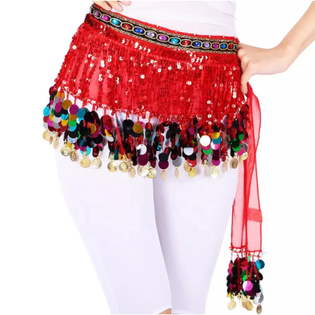 Foulard Bellly Dance franges et sequins