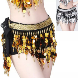 Foulard de danse orientale noir argent /doré
