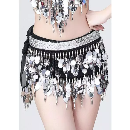Foulard de danse orientale noir argent /doré