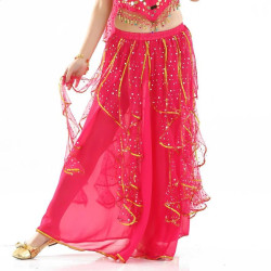 Jupe enfant de danse doublée à paillettes rose intense