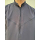 Qamis homme noir Emirati Col mao