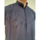 Qamis homme noir Emirati Col mao