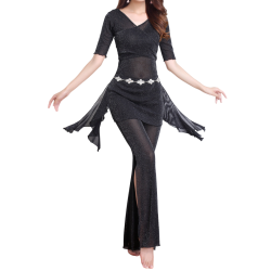 Tenue de danse noire brillante