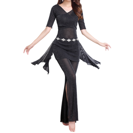 Tenue de danse noire brillante