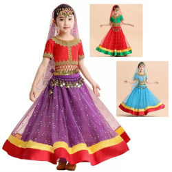 Costume de danse indienne fillette top et jupe