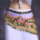 Foulard de danse orientale dégradé de couleurs et sequins or