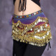 Foulard de danse orientale dégradé de couleurs et sequins or