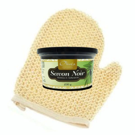 Coffret cadeau beauté orientale savon noir + gant de crin