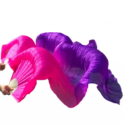 Paire d'éventails ourlés de danse orientale fuschia violet