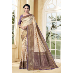 Sari indien beige marroné