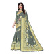 Coupon de sari indien de danse Bollywood gris et or