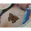 Tatouage papillon rouge et dore 