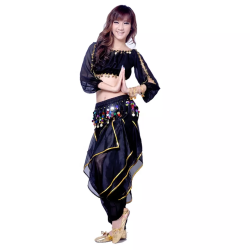 Costume de danse orientale noir Femme 3 pièces