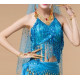Top dos nu de danse orientale à paillettes bleu ciel
