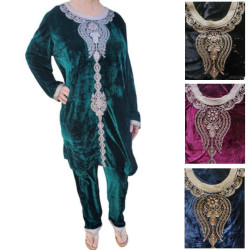 Tenue orientale femme 2 pièces Tunique + Pantalon turquoise
