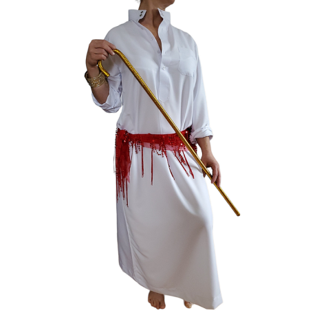 Robe Baladi danse orientale blanche petit col haut