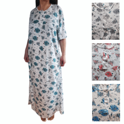 Chemise de nuit Femme à manches courtes Imprimé Roses