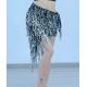 Foulard oriental noir et franges argent