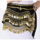 Ceinture de danse orientale à sequins dorés noire double liseret