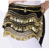 Ceinture de danse orientale à sequins dorés noire double liseret