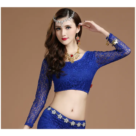 Haut de danse femme dentelle bleu roi