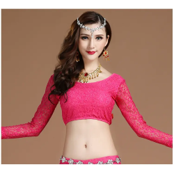 Haut de danse court femme à dentelle fuschia