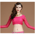 Haut de danse court femme à dentelle fuschia