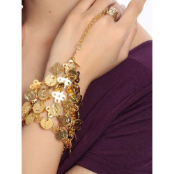 Bracelet bague sequins dorés