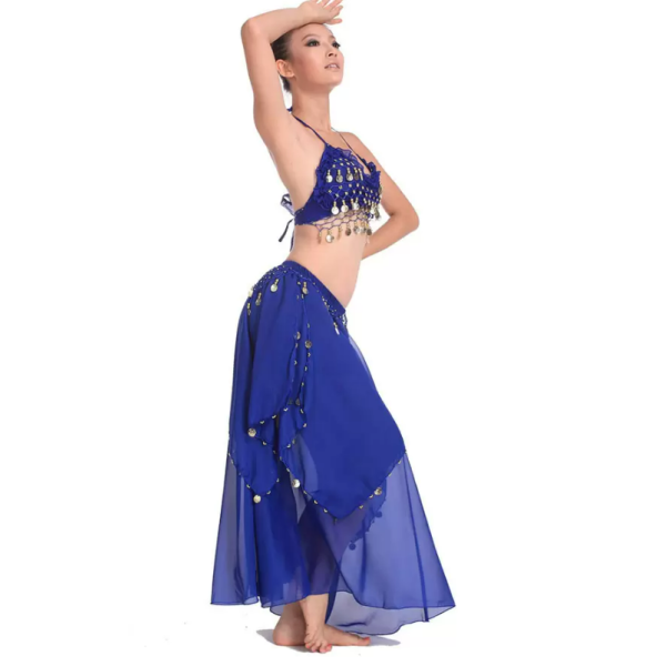 Costume danse orientale professionnel avec jupe transparente