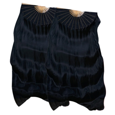 Paire d'éventails ourlés de danse orientale noir