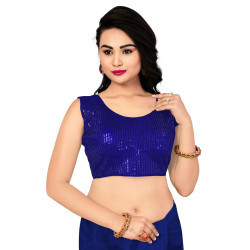 Top court à paillettes façon choli indien bleu roi