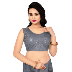 Top court à paillettes façon choli indien gris