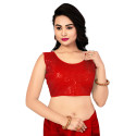 Top court à paillettes façon choli indien rouge
