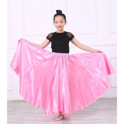 Jupe satin enfant de danse orientale rose clair