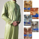 Qamis satiné brodé manches longues
