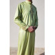 Qamis satiné brodé manches longues