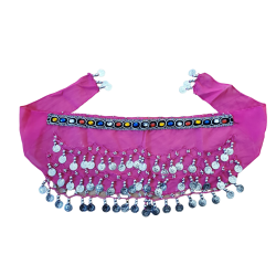 Ceinture de danse orientale enfant mousseline et pierres couleur fuschia