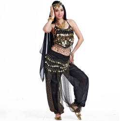 Costume Jasmine noir et or haut et sarouel
