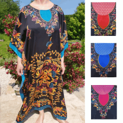 Djellaba femme manches courtes style arabesque couleur