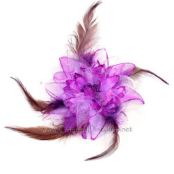 Broche Fleur tissu violet 