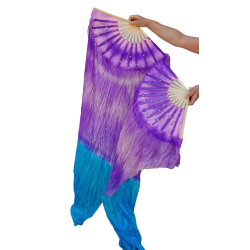Paire d'éventails synthétiques de danse orientale tie dye - Second choix
