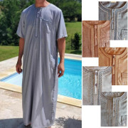 Djellaba Prière Caftan Homme Robe Lin Chemise Africaine Aube Mariage