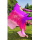 Paire d'Eventails en soie ourlés violet fuschia