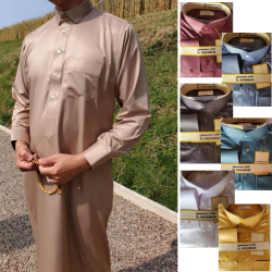Qamis moderne col chemise soyeux