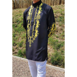 Tunique homme col mao noire 