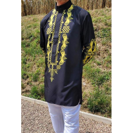 Tunique homme col mao noire 