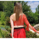 Top de danse orientale à manche rouge