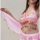 Top de danse orientale à sequins dorés rose clair