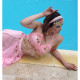 Top de danse orientale à sequins dorés rose clair